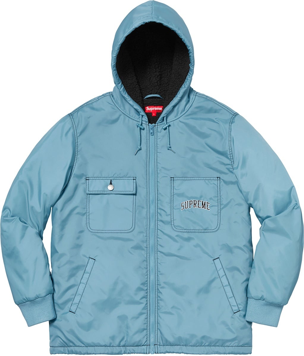Sherpa Lined Nylon Zip Up Jacket view 15